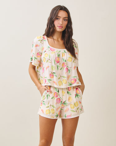 Fruit wavy trim top & shorts set
