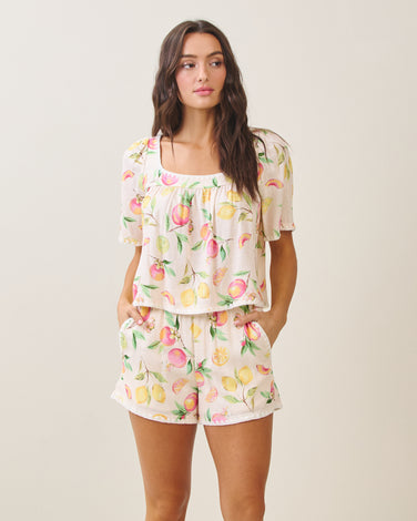 Fruit wavy trim top & shorts set