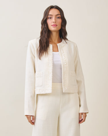Floral lace tweed jacket