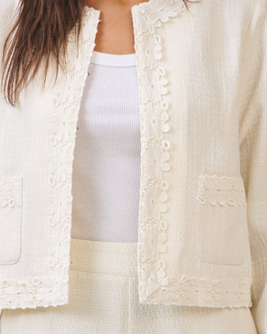 Floral lace tweed jacket