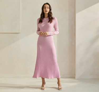 Ribbed Sweater Dress in Pink