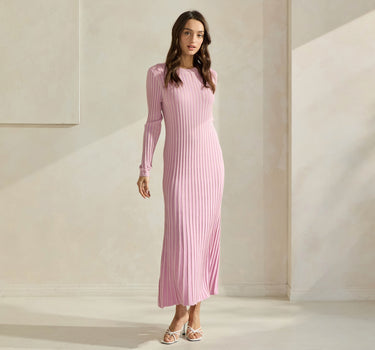 Ribbed Sweater Dress in Pink