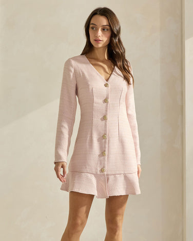Tweed Mini Dress in Pink