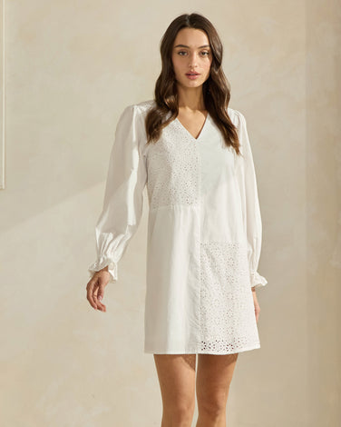 Eyelet Patchwork Mini Dress