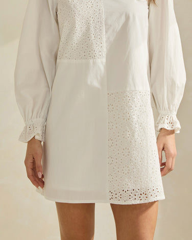 Eyelet Patchwork Mini Dress