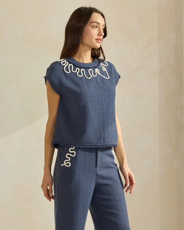 Frayed Edge Tweed Top