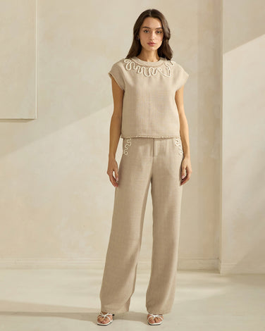 Tweed Pants with Contrast Detail