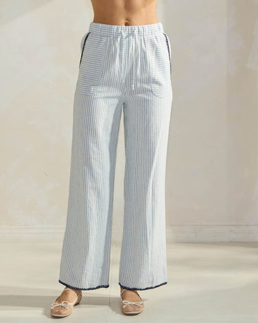 Striped Pants with Stitch Details