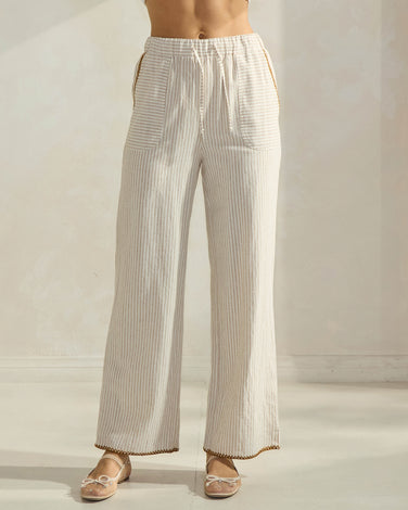 Striped Pants with Stitch Details