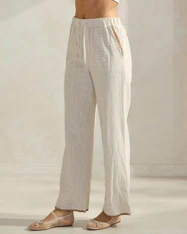 Striped Pants with Stitch Details