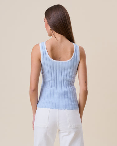 Tie-front rib-knit tank top