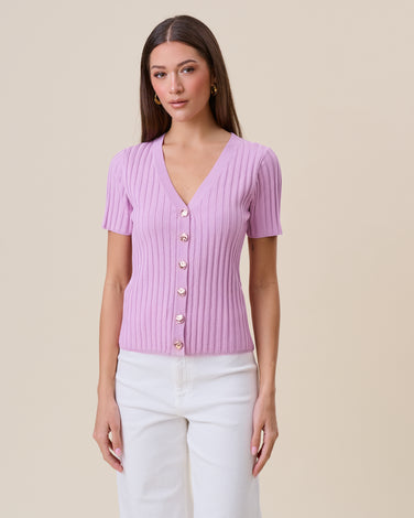 Short sleeve v-neck cardigan