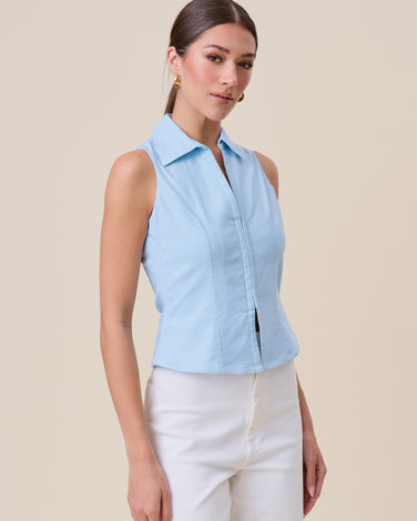 Hook & eye stretchy sleeveless top