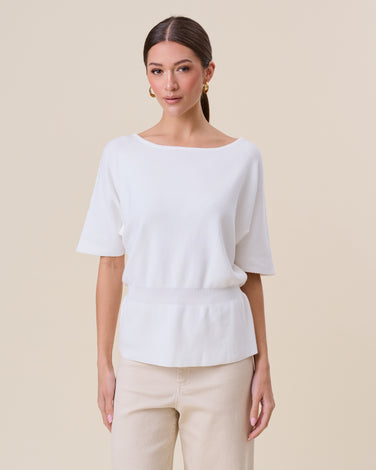 Boatneck half sleeve sweater