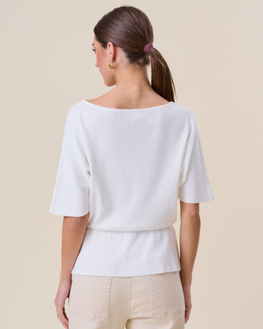 Boatneck half sleeve sweater