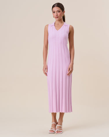 V-neck sleeveless rib-knit maxi dress
