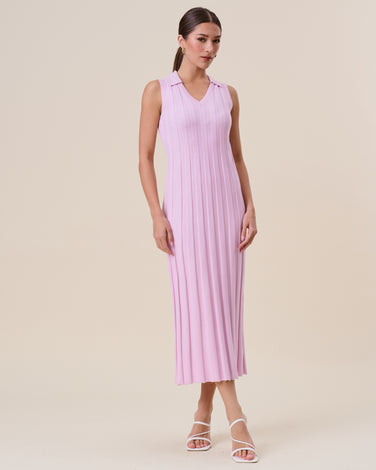 V-neck sleeveless rib-knit maxi dress