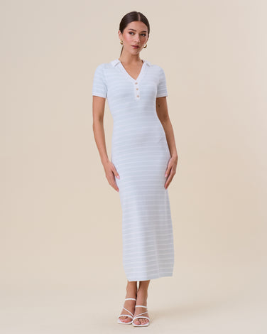 Starfish button striped knit maxi dress