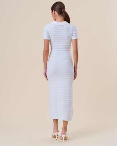 Starfish button striped knit maxi dress