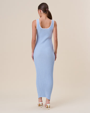 Tie-font rib-knit maxi dress