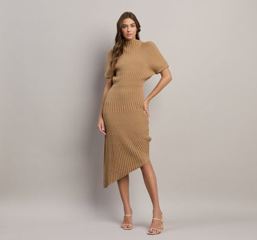 Asymmetric Sweater Midi Dress