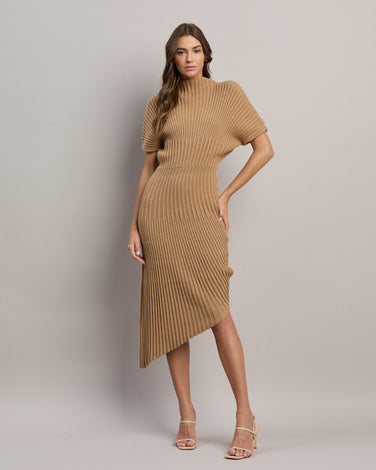 Asymmetric Sweater Midi Dress