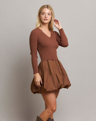 Long Sleeve Mini Bubble Dress