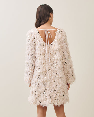 Frayed textured sequin mini dress