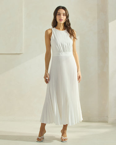 Pleated Linen Dress
