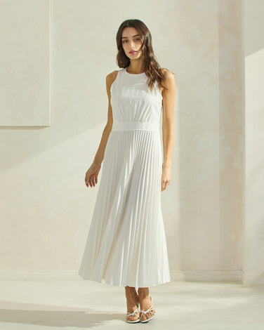 Pleated Linen Dress