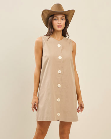 Wavy Trim Button Front Dress