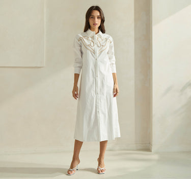 Cotton Shirtdress with Contrast Detail