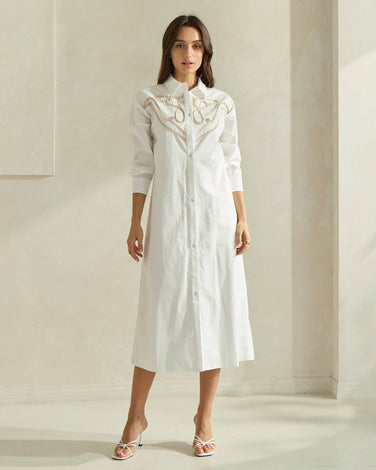 Cotton Shirtdress with Contrast Detail