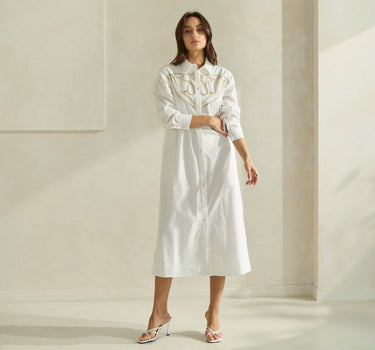 Cotton Shirtdress with Contrast Detail