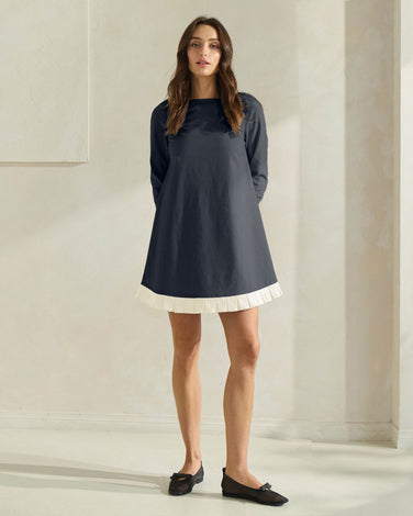 Contrast Pleated Hem Mini Dress
