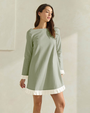 Contrast Pleated Hem Mini Dress