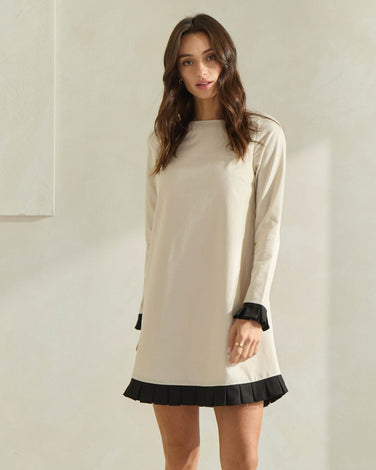 Contrast Pleated Hem Mini Dress