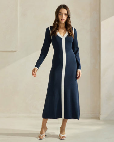 Contrast Trim Knit Dress