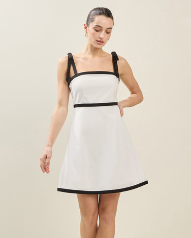 Bow Shoulder Linen-blend Mini Dress