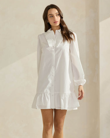 Pleated Front Mini Shirt Dress
