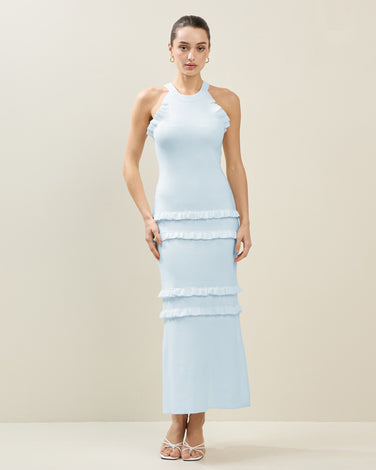 Ruffle Halter Maxi Dress