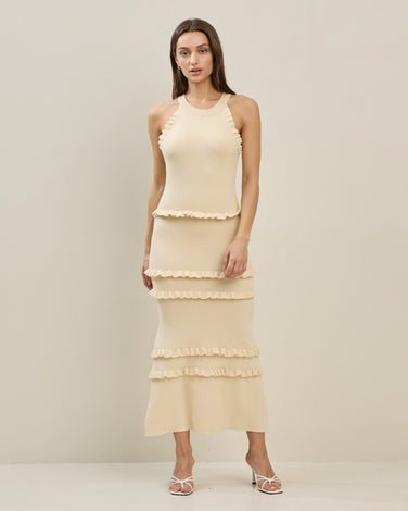 Ruffle Halter Maxi Dress