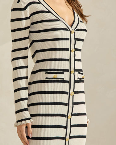 Striped Knit Dress with Ruffle Hem