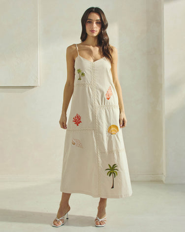 Tropical Embroidered Maxi Dress