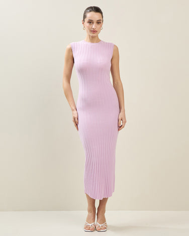 Scalloped Rib-knit Dress