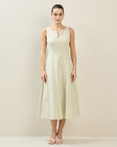 Slit Neckline Cotton Dress
