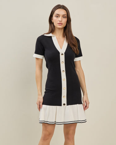 Two-Tone Mini Sweater Dress