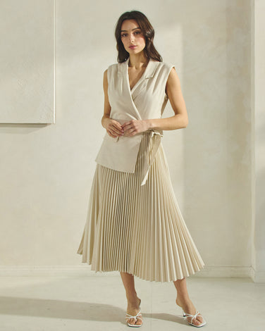 Sleeveless Accordion Midi Dress