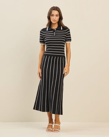 Striped Knit Polo Dress