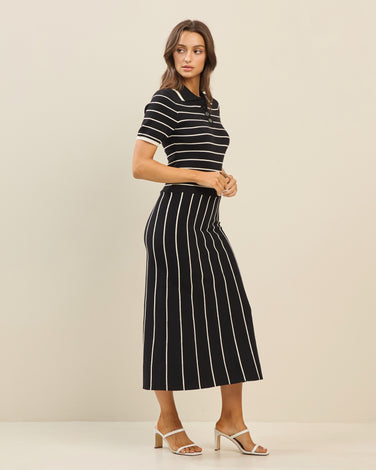 Striped Knit Polo Dress
